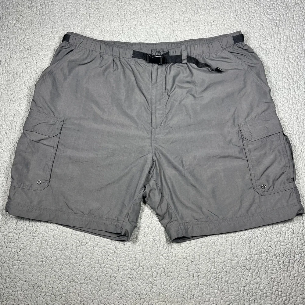 REI Sahara Mens XXL Gray Nylon Cargo Hiking Shorts UPF 50 Belted Convertible